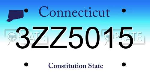 3ZZ5015 Connecticut License Plate