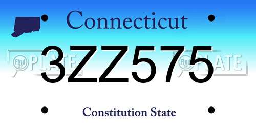 3ZZ575 Connecticut License Plate
