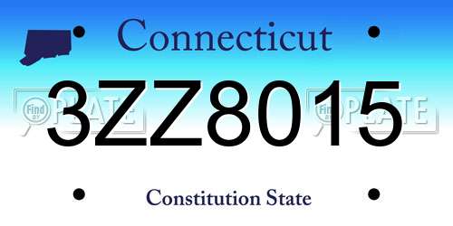 3ZZ8015 Connecticut License Plate