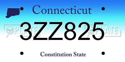 3ZZ825 Connecticut License Plate