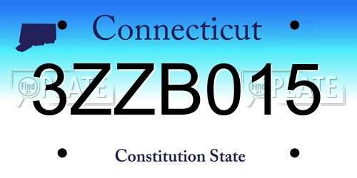 3ZZB015 Connecticut License Plate