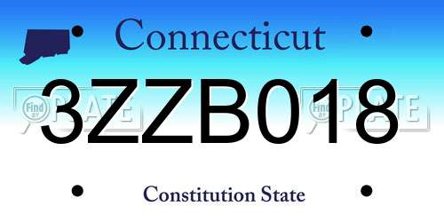 3ZZB018 Connecticut License Plate