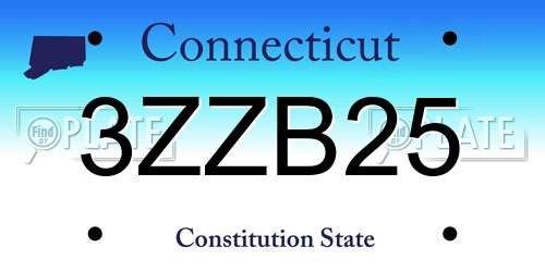 3ZZB25 Connecticut License Plate