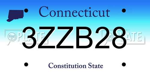 3ZZB28 Connecticut License Plate