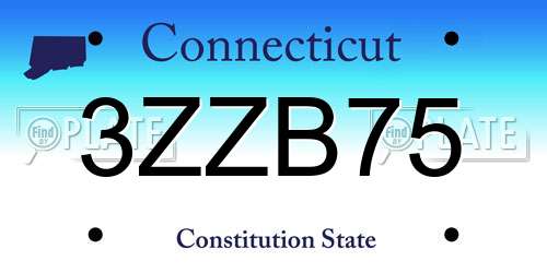 3ZZB75 Connecticut License Plate