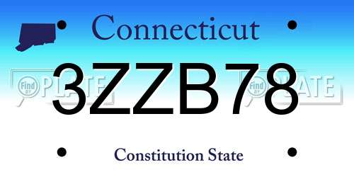 3ZZB78 Connecticut License Plate