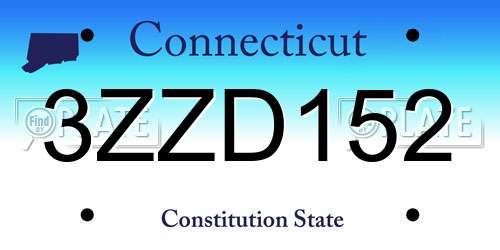 3ZZD152 Connecticut License Plate