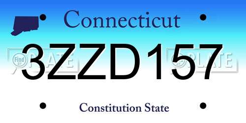 3ZZD157 Connecticut License Plate