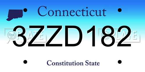 3ZZD182 Connecticut License Plate