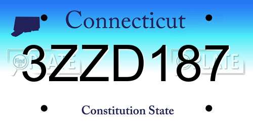 3ZZD187 Connecticut License Plate