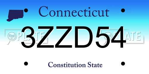 3ZZD54 Connecticut License Plate