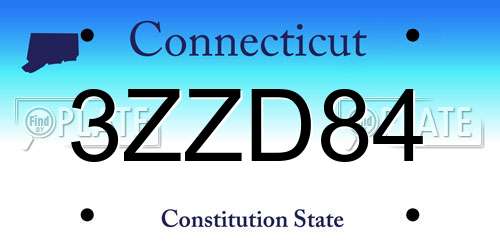 3ZZD84 Connecticut License Plate