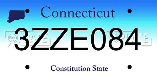 3ZZE084 Connecticut License Plate