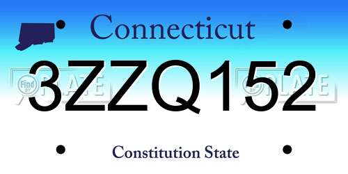 3ZZQ152 Connecticut License Plate