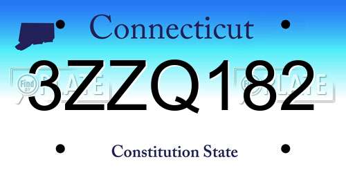 3ZZQ182 Connecticut License Plate