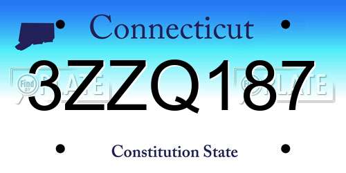 3ZZQ187 Connecticut License Plate