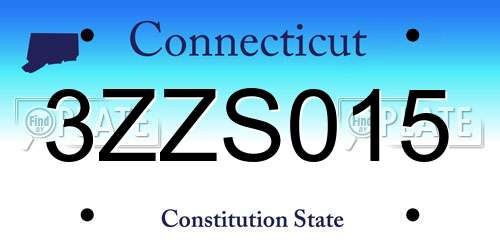 3ZZS015 Connecticut License Plate