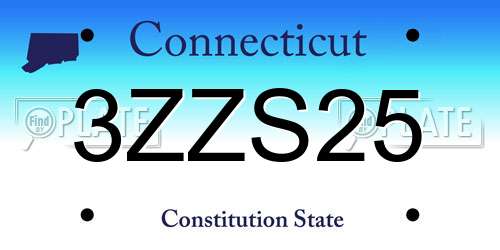3ZZS25 Connecticut License Plate