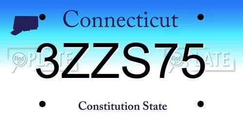 3ZZS75 Connecticut License Plate