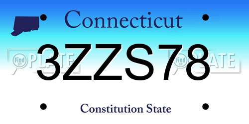3ZZS78 Connecticut License Plate