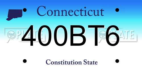 400BT6 Connecticut License Plate