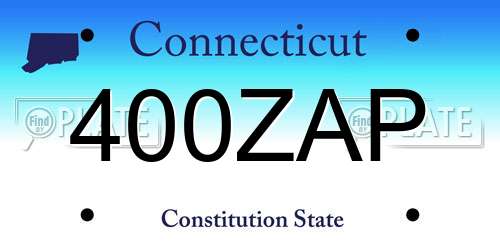 400ZAP Connecticut License Plate