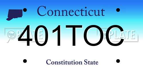 401TOC Connecticut License Plate