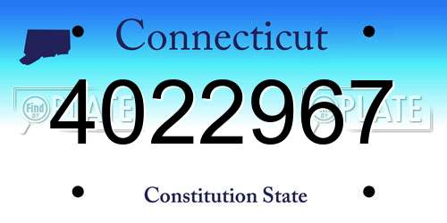 4022967 Connecticut License Plate