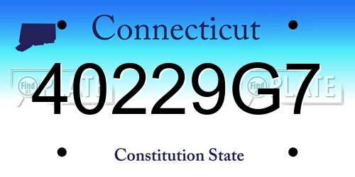 40229G7 Connecticut License Plate