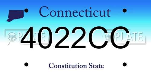 4022CC Connecticut License Plate