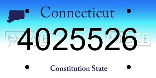 4025526 Connecticut License Plate