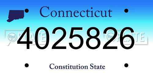 4025826 Connecticut License Plate