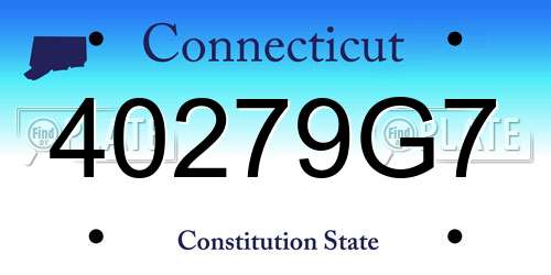 40279G7 Connecticut License Plate