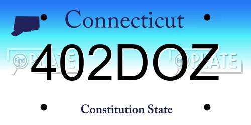 402DOZ Connecticut License Plate