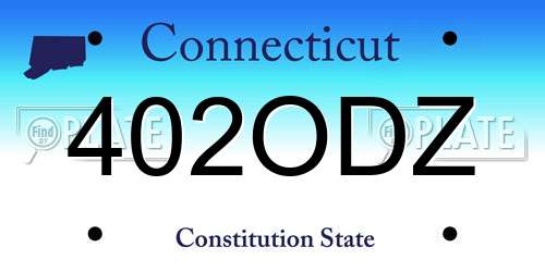 402ODZ Connecticut License Plate