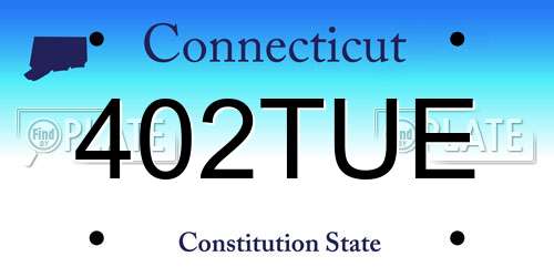 402TUE Connecticut License Plate
