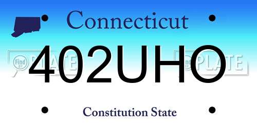 402UHO Connecticut License Plate