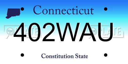 402WAU Connecticut License Plate