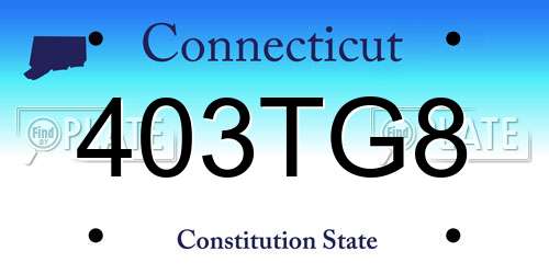 403TG8 Connecticut License Plate