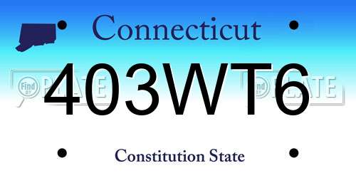 403WT6 Connecticut License Plate