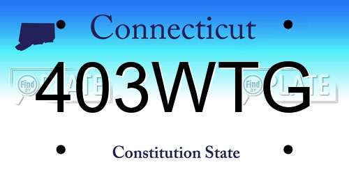 403WTG Connecticut License Plate
