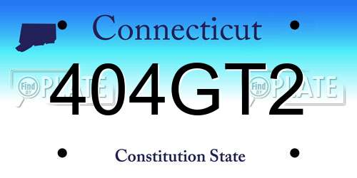 404GT2 Connecticut License Plate