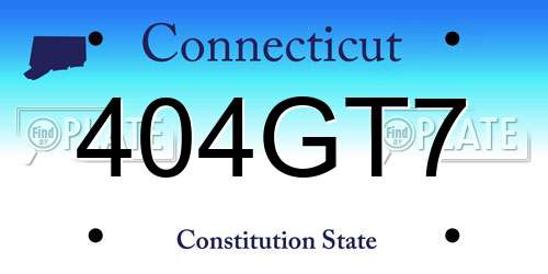404GT7 Connecticut License Plate