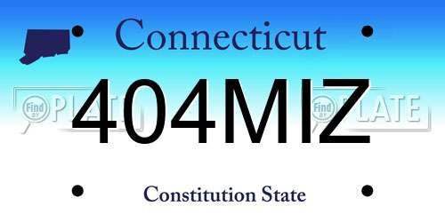 404MIZ Connecticut License Plate