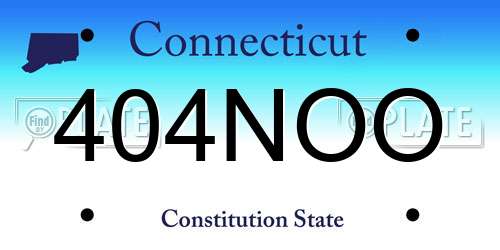 404NOO Connecticut License Plate