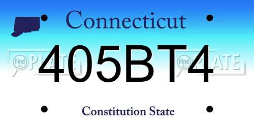 405BT4 Connecticut License Plate