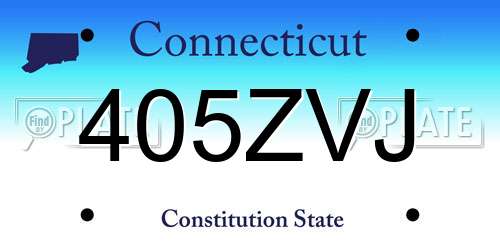 405ZVJ Connecticut License Plate