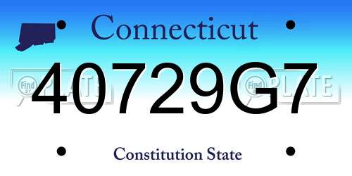 40729G7 Connecticut License Plate