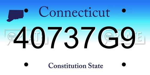 40737G9 Connecticut License Plate