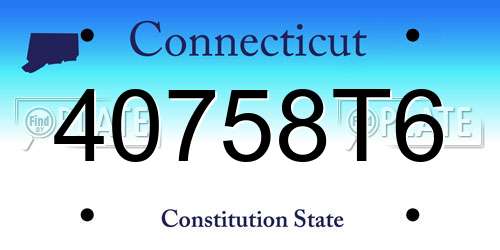 40758T6 Connecticut License Plate